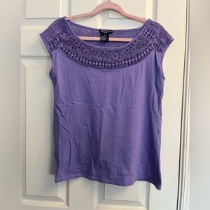Architect Lavender Crochet Neck Tank Top Petite Medium